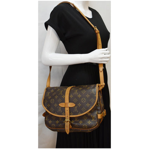 LOUIS VUITTON Saumur 30 Monogram Canvas Shoulder Bag Brown