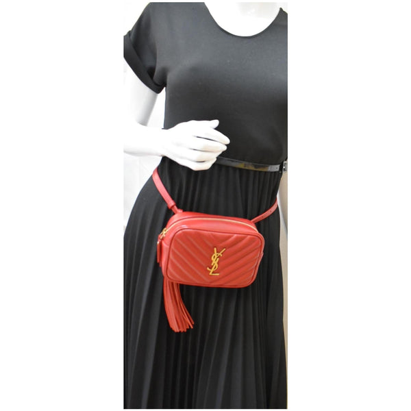 Yves Saint Laurent Lou Chevron Leather Belt Bag Red - DDH