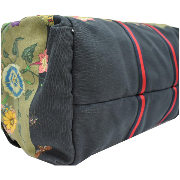 GUCCI Floral Animal Canvas Web Duffel Travel Bag Khaki Green 450983
