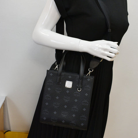 MCM Klassik Monogram Print Leather Tote Bag Black