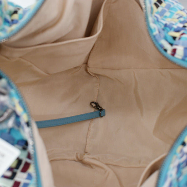 CHANEL Coco Cuba Hammock Tweed Woven Hobo Bag Turquoise