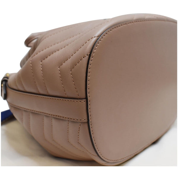 GUCCI Matelasse GG Marmont Quilted Bucket Shoulder Bag Nude 476674