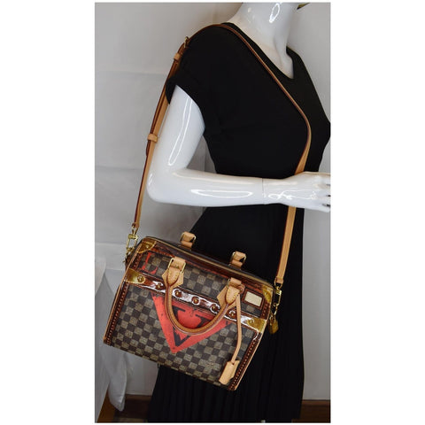 LOUIS VUITTON Time Trunk Speedy 25 Bandouliere Damier Shoulder Bag Black