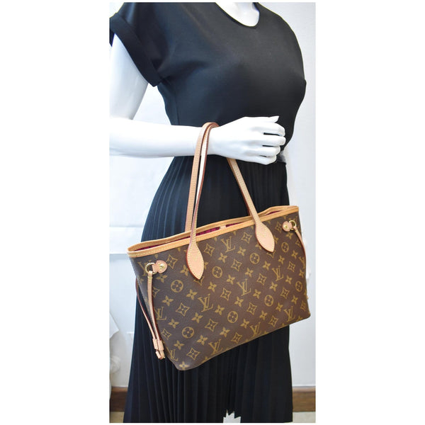 LOUIS VUITTON Neverfull PM Monogram Canvas Tote Bag Brown
