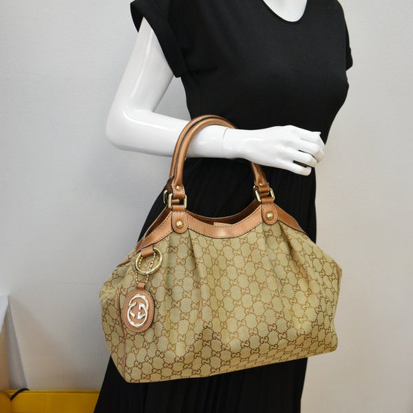 Gucci Sukey Medium GG Canvas Tote Bag Beige - Shop at DDH