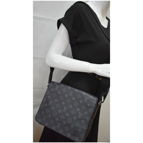 LOUIS VUITTON District PM Monogram Eclipse Messenger Bag Black