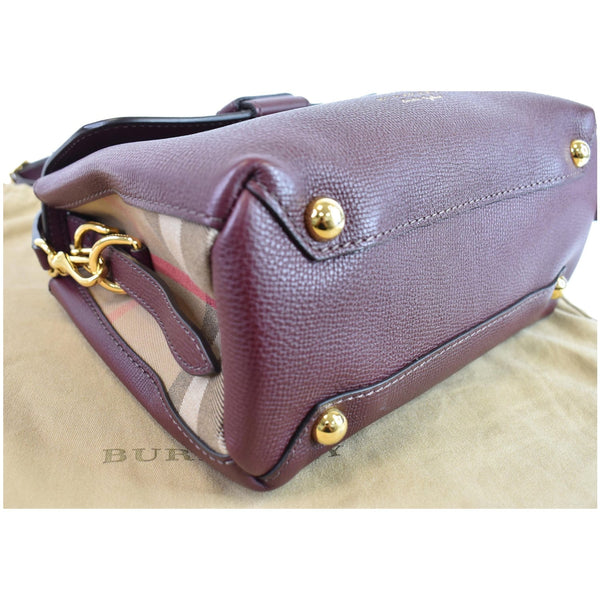 BURBERRY Camberley Small House Check Tote Shoulder Bag Dark Red