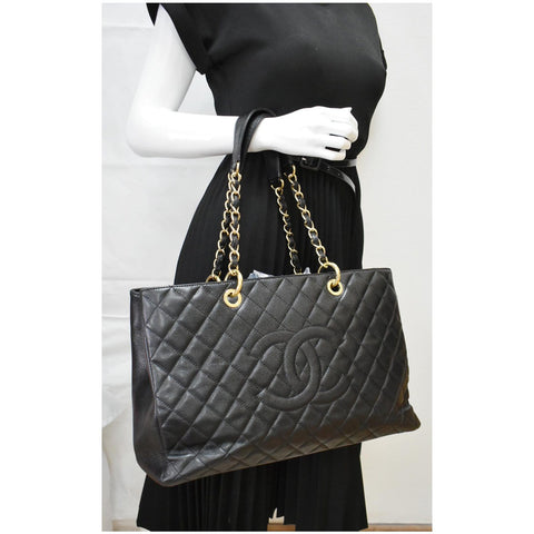 Chanel XL Grand Quilted Caviar Leather Shopping Tote Bag