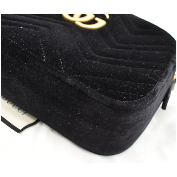 GUCCI GG Marmont Small Velvet Matelasse Crossbody Bag Black 447632