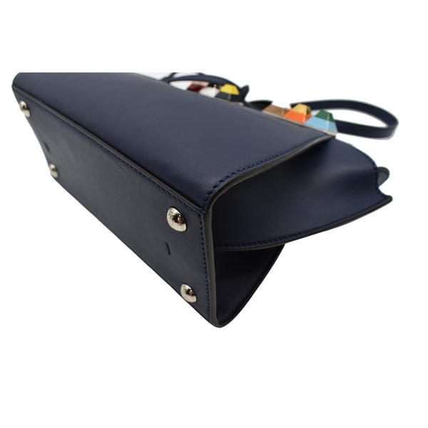 FENDI Petite 3Jours Studded Leather Tote Bag Dark Blue