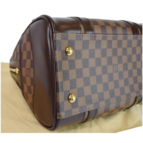 Louis Vuitton Berkeley Damier Ebene Satchel Bag Brown - brass studs corner