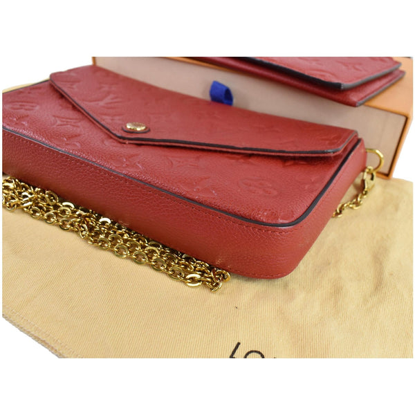 LOUIS VUITTON Pochette Felicie Empreinte Leather Crossbody Bag Red