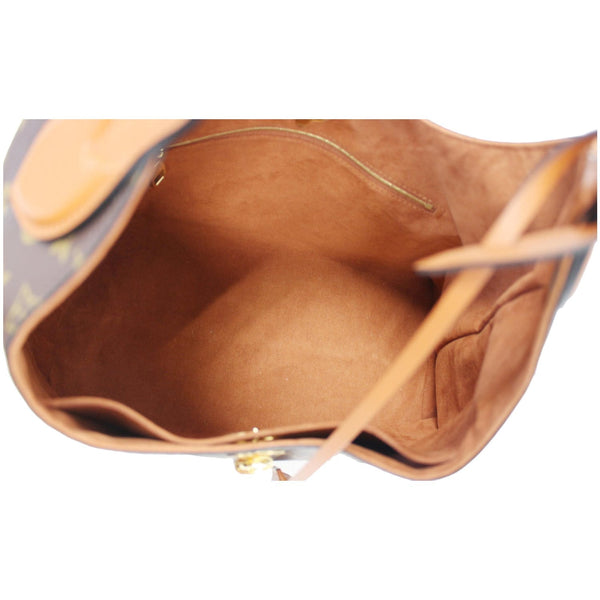 LOUIS VUITTON Flower Monogram Canvas Shoulder Hobo Bag Brown