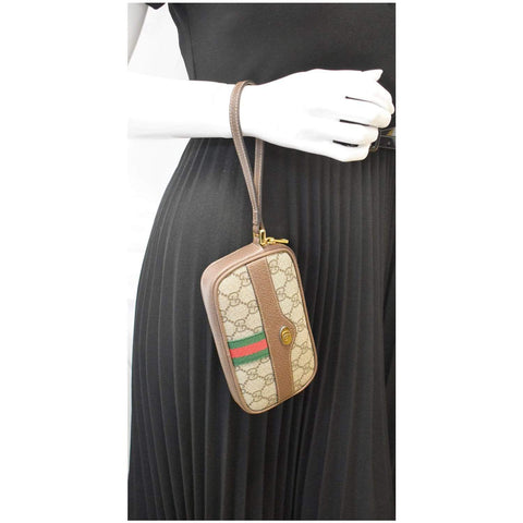 Gucci Ophidia GG Supreme Monogram Phone Handbag brown