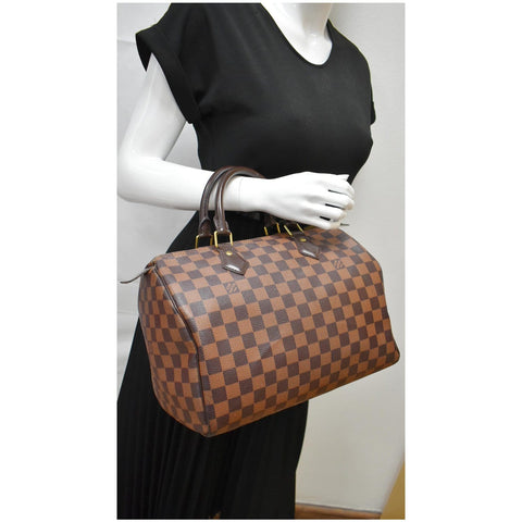 LOUIS VUITTON Speedy 30 Damier Ebene Satchel Bag Brown