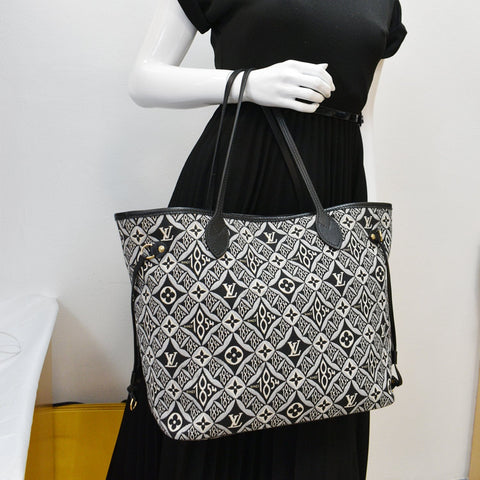 LOUIS VUITTON Since 1854 Neverfull MM Jacquard Shoulder Bag Grey