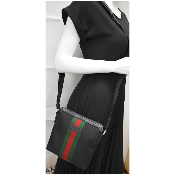 GUCCI Techno Canvas Web Messenger Bag Black 631195