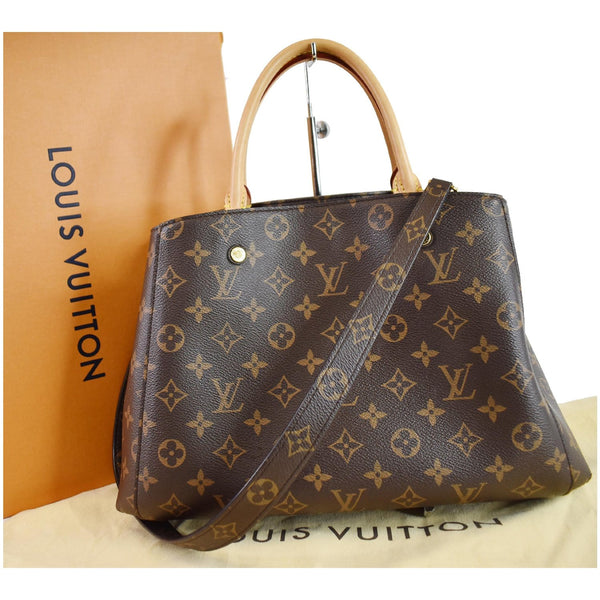 LOUIS VUITTON Montaigne MM Monogram Canvas Shoulder Bag Brown