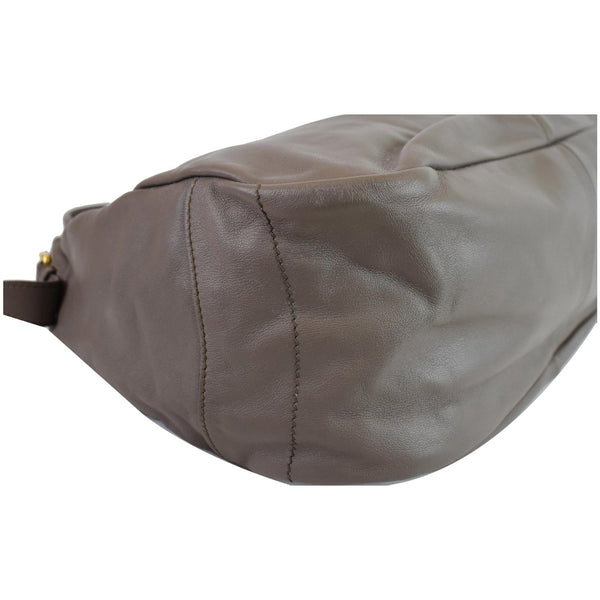 PRADA Vitello Daino Leather Hobo Bag Taupe