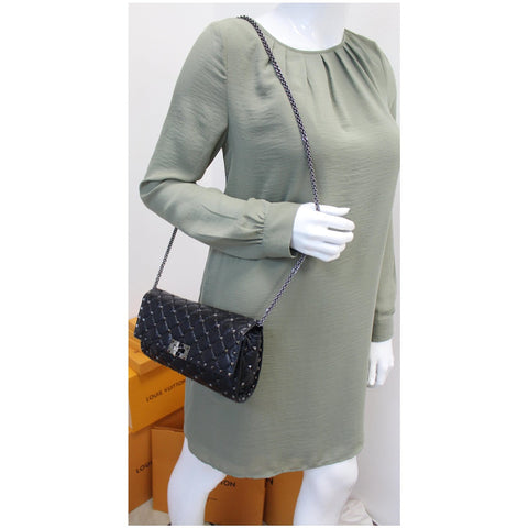 VALENTINO Garavani Rockstud Spike Chain Leather Crossbody Bag Black