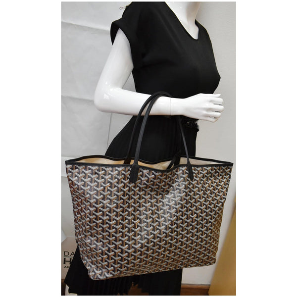 GOYARD Goyardine Saint Louis GM Tote Shoulder Bag Black