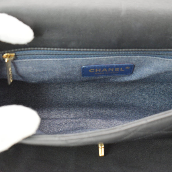 CHANEL Elegant Resin Double Chain Flap Lambskin Shoulder Bag Black