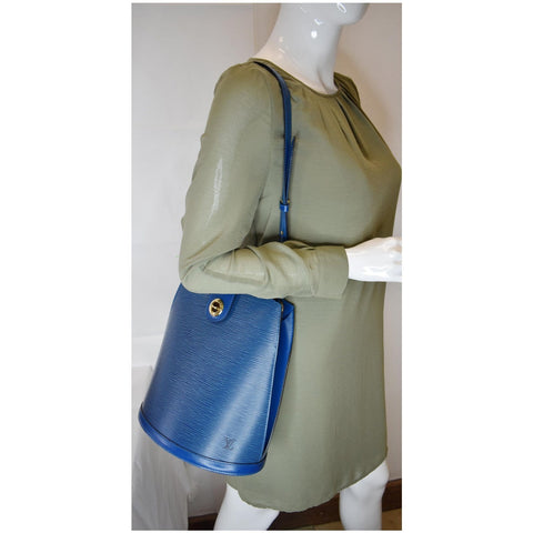 Louis Vuitton Cluny Epi Leather Shoulder Tote Bag - blue bag