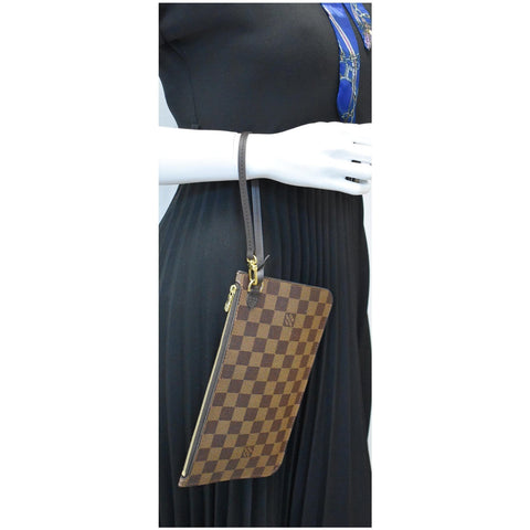 Louis Vuitton Neverfull MM Damier Ebene Wristlet Pouch for women
