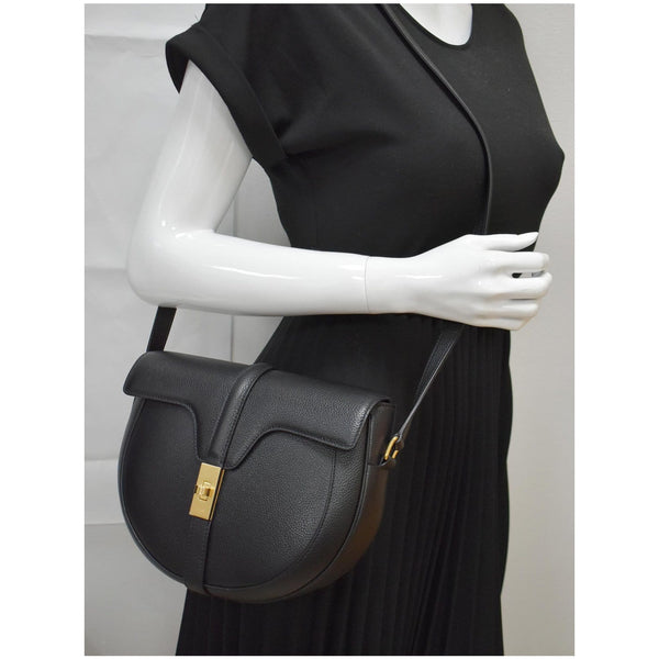 CELINE Besace 16 Small Leather Shoulder Bag Black