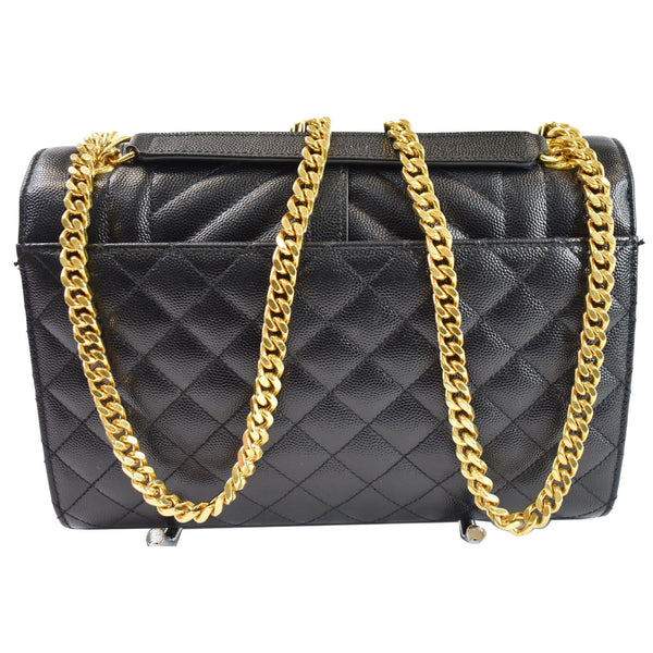YVES SAINT LAURENT Envelope Medium Chain Leather Shoulder Bag Black