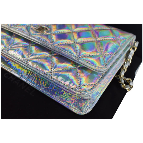 CHANEL Timeless Classic WOC Goatskin Wallet on Chain Bag Iridescent Silver