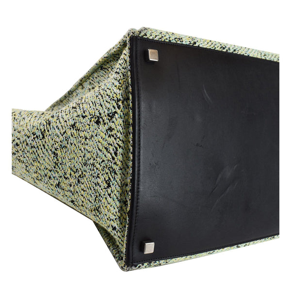 CELINE Phantom Luggage Fuzzy Jacquard Leather Tote Bag Mint