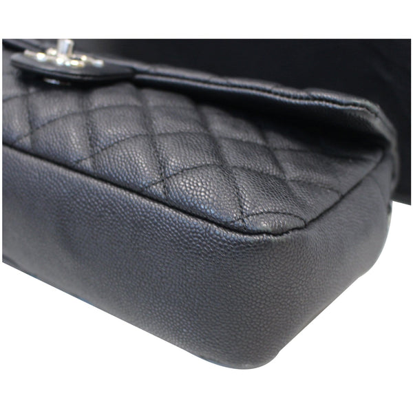 CHANEL Medium Flap Caviar Leather Shoulder Bag Black