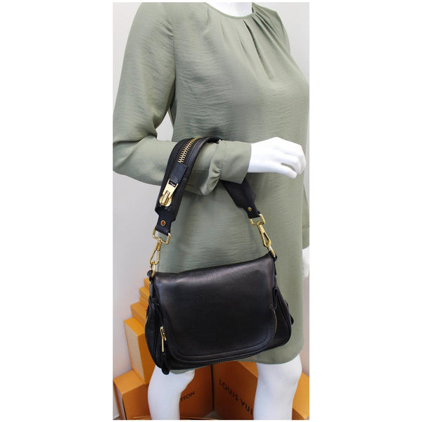 TOM FORD Jennifer Medium Leather Shoulder Bag Black
