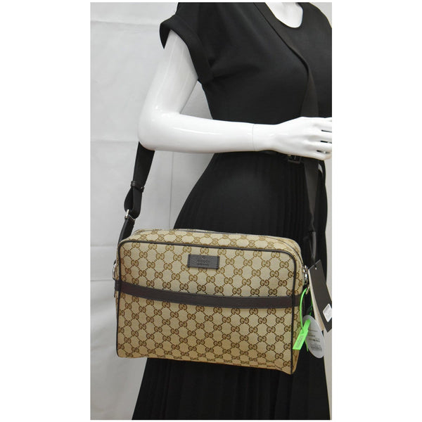 GUCCI GG Monogram Canvas Messenger Bag Dark Brown 449173