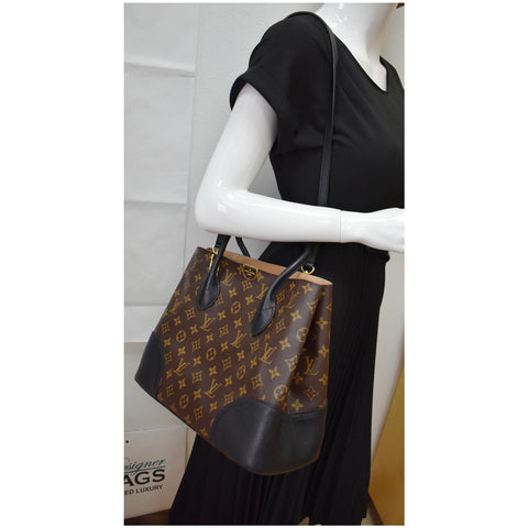 LOUIS VUITTON Flandrin Monogram Canvas Tote Shoulder Bag Brown