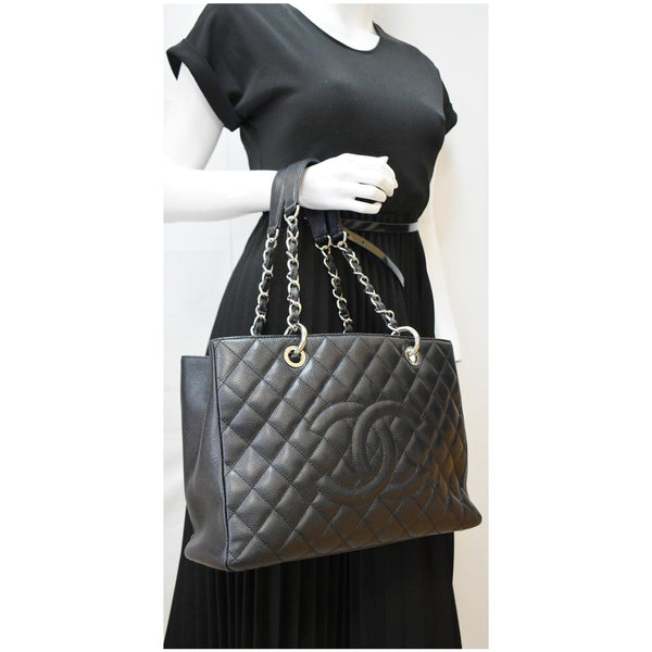 CHANEL Grand Shopping GST Caviar Leather Tote Bag Black