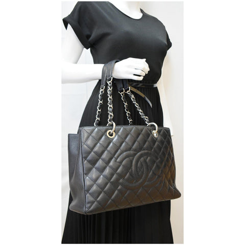 CHANEL Grand Shopping GST Caviar Leather Tote Bag Black
