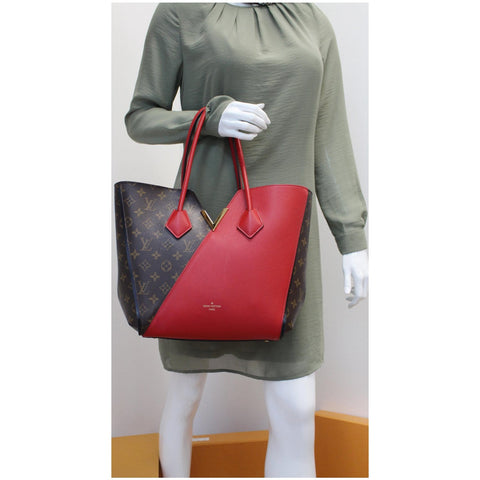 LOUIS VUITTON Kimono Monogram Calfskin Tote Bag Brown/Cerise