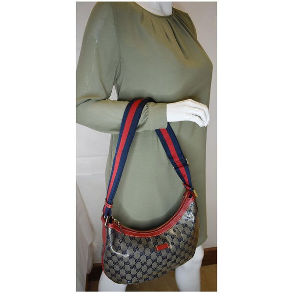 GUCCI GG Canvas Web Messenger Bag Red/Navy 181092