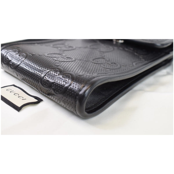 GUCCI GG Embossed Leather Mini Messenger Bag Black 625571