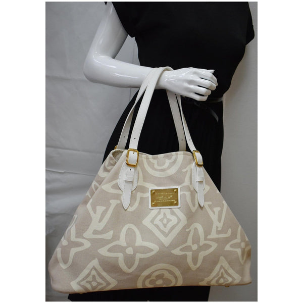 LOUIS VUITTON Tahitienne Cabas GM Monogram Print Canvas Tote Bag Beige