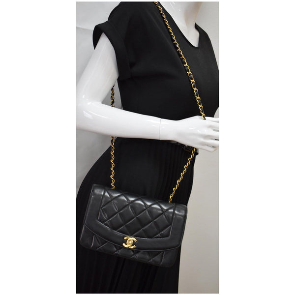 CHANEL Diana Flap Bag Quilted Leather Shoulder Bag Black