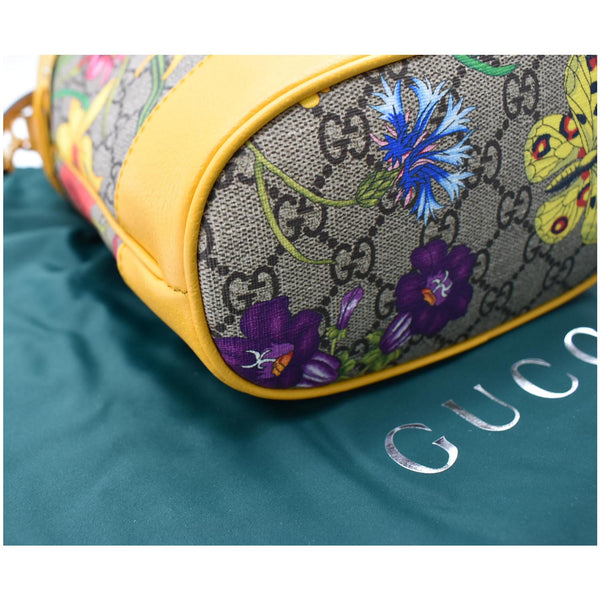 Gucci Ophidia Flora Small GG Canvas Bucket Bag Yellow