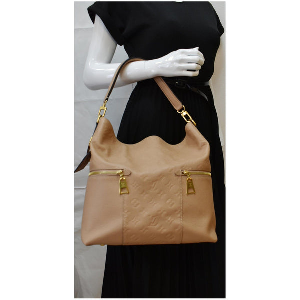 LOUIS VUITTON Melie Empreinte Leather Hobo Bag Beige