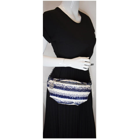 Chanel Sequin Fanny Pack Leather Waist Bag women wear