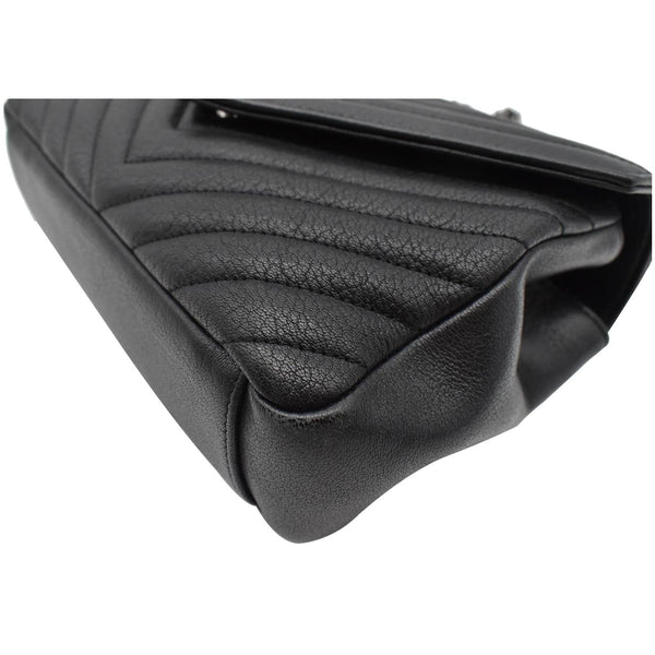 YVES SAINT LAURENT College Medium Monogram Chevron Leather Crossbody Bag Black