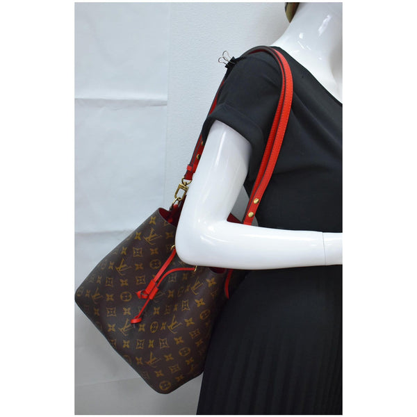 LOUIS VUITTON Neonoe Monogram Canvas Shoulder Bag Coquelicot