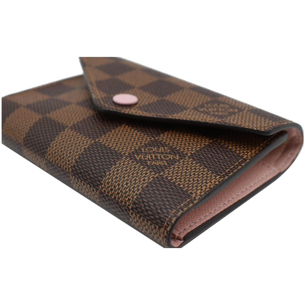 LOUIS VUITTON Victorine Damier Ebene Canvas Wallet Rose Ballerina
