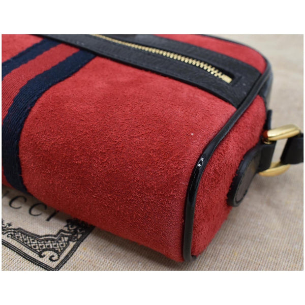 GUCCI Ophidia Mini Web Suede Leather Crossbody Bag Red 517350